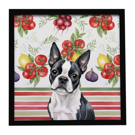 Boston Terrier Vegetables Framed Wall Art