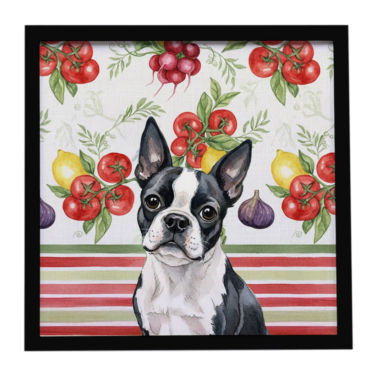 Boston Terrier Vegetables Framed Wall Art