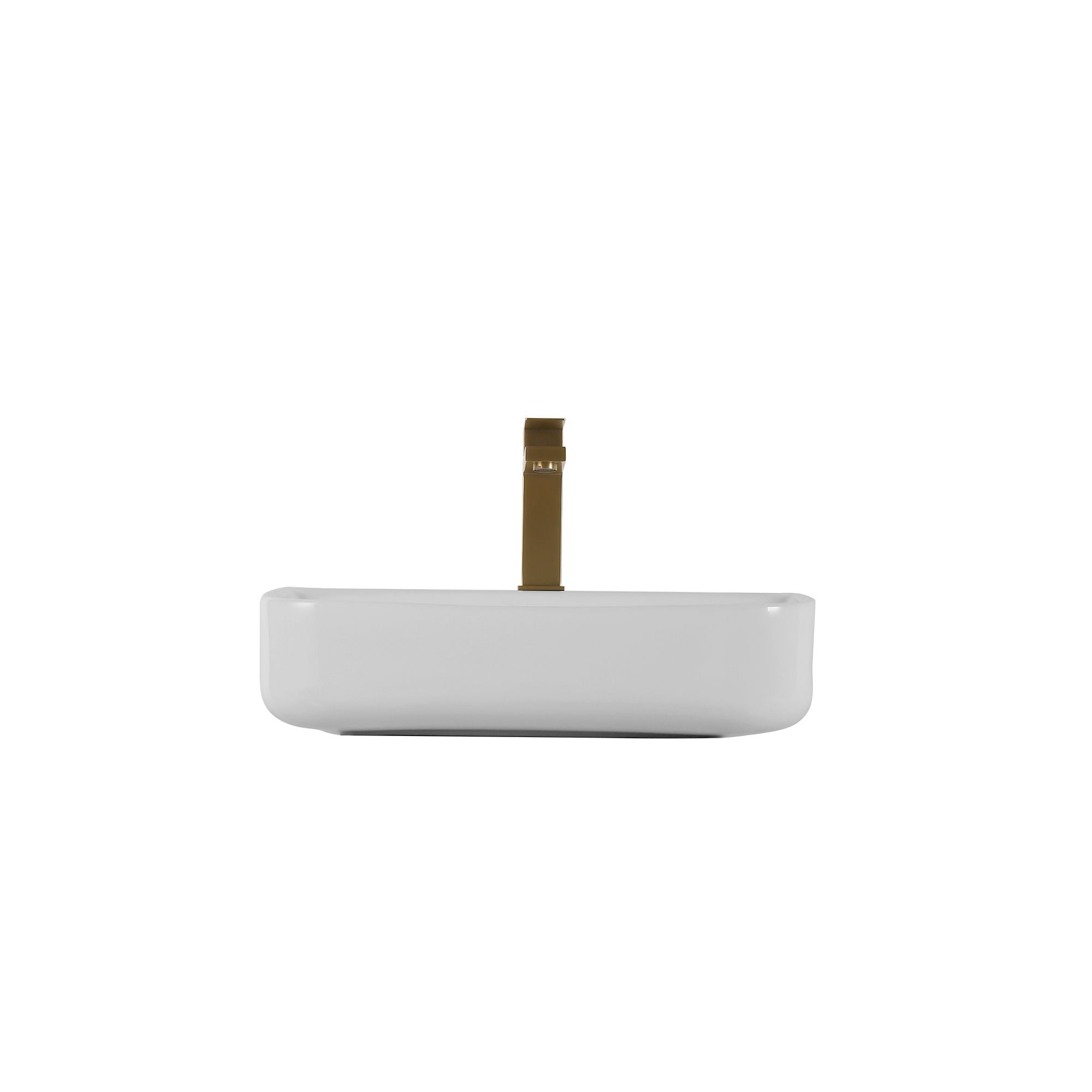 Rectangular White Countertop Basin with High-Gloss Finish