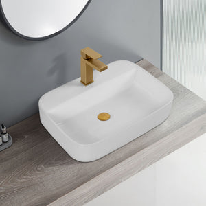 Rectangular White Countertop Basin with High-Gloss Finish