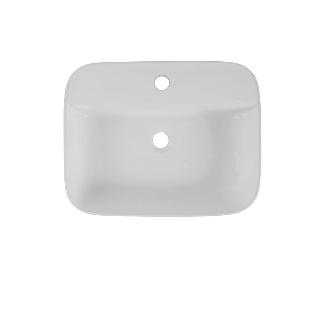 Rectangular White Countertop Basin with High-Gloss Finish
