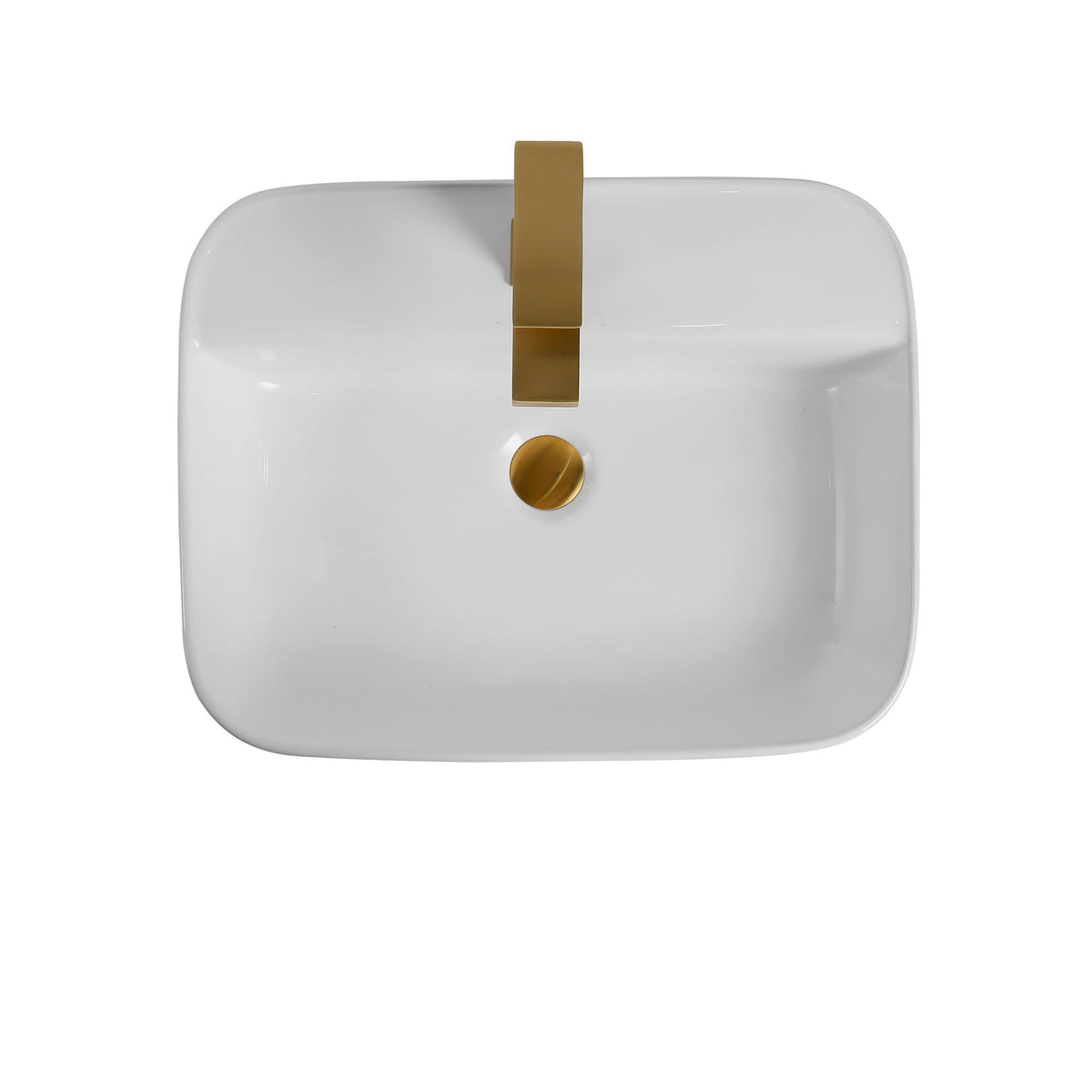 Rectangular White Countertop Basin with High-Gloss Finish