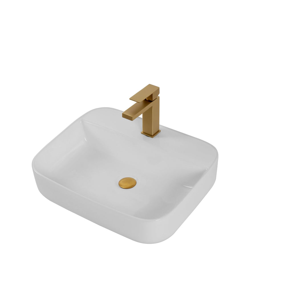 Rectangular White Countertop Basin with High-Gloss Finish