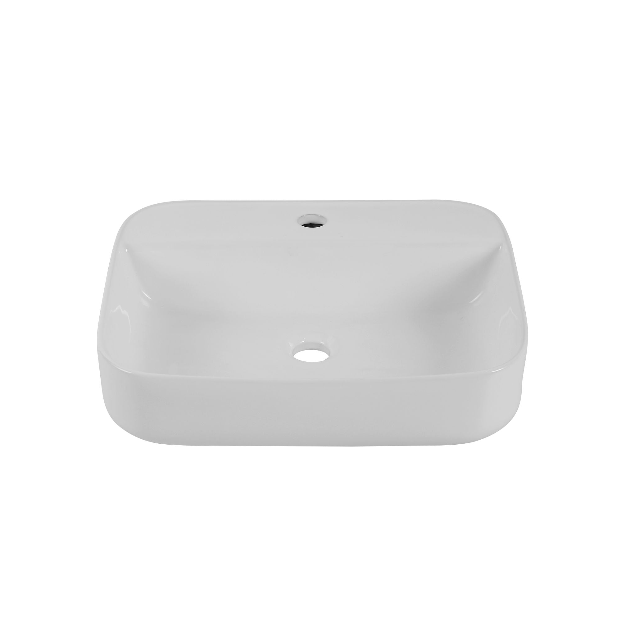 Rectangular White Countertop Basin with High-Gloss Finish