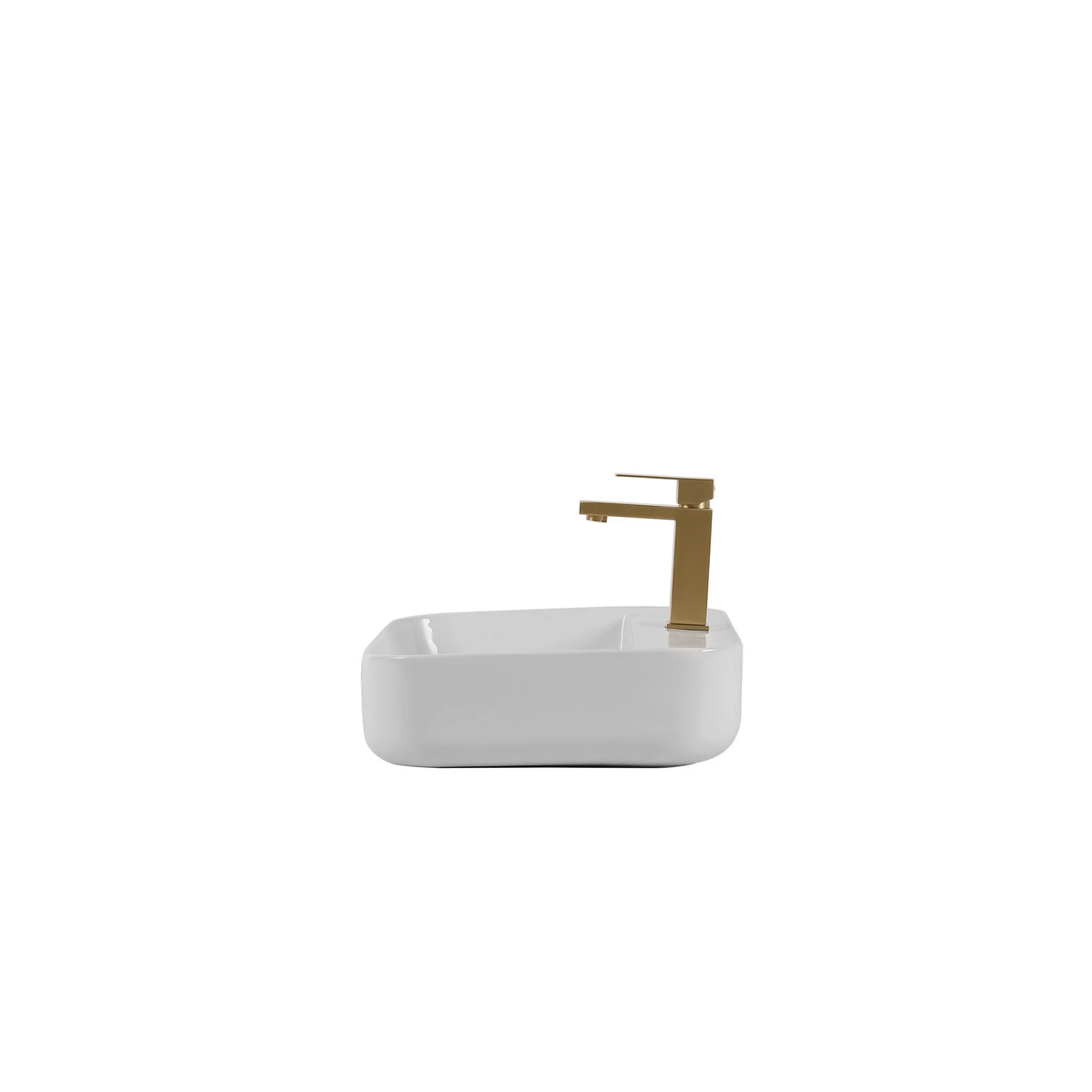 Rectangular White Countertop Basin with High-Gloss Finish