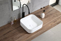 Square Countertop Basin with a White High-Gloss Finish