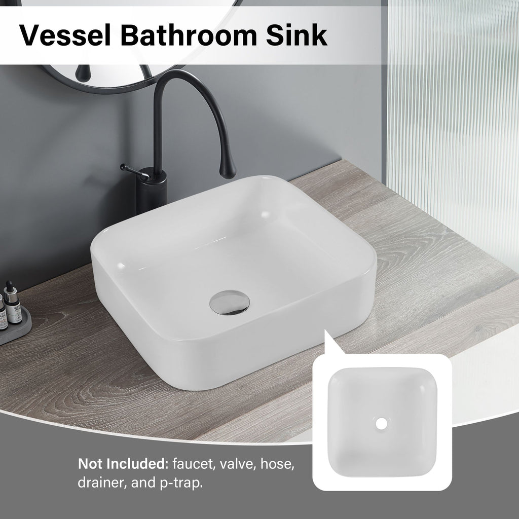 Bothwa Home Square Countertop Basin with Glossy White Finish