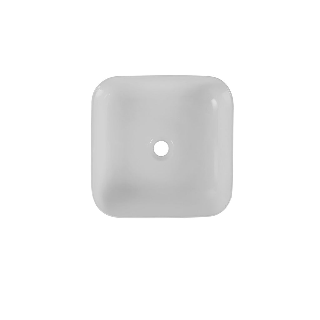 Square Countertop Basin with a White High-Gloss Finish