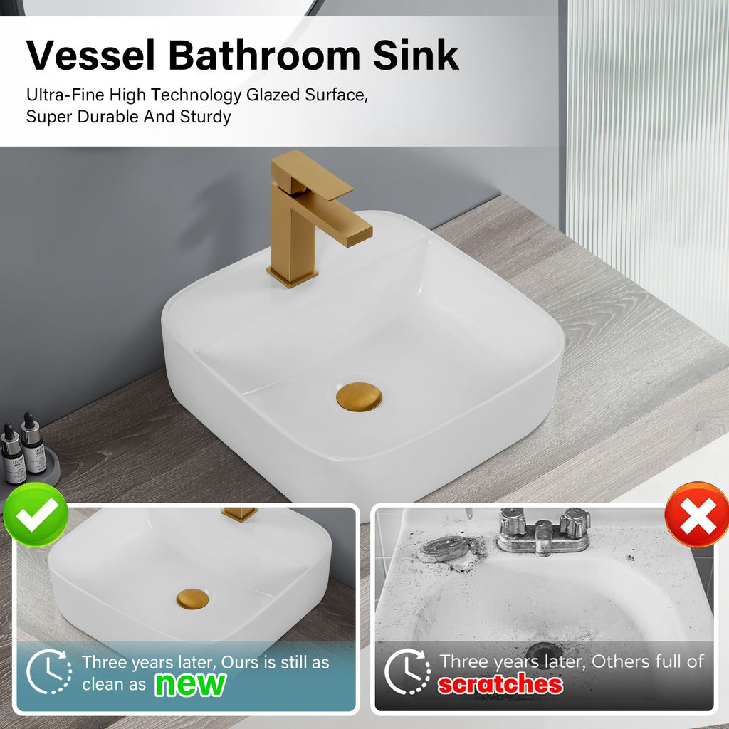Bothwa Home Square Counter Top Wash Basin – White Finish, CUPC