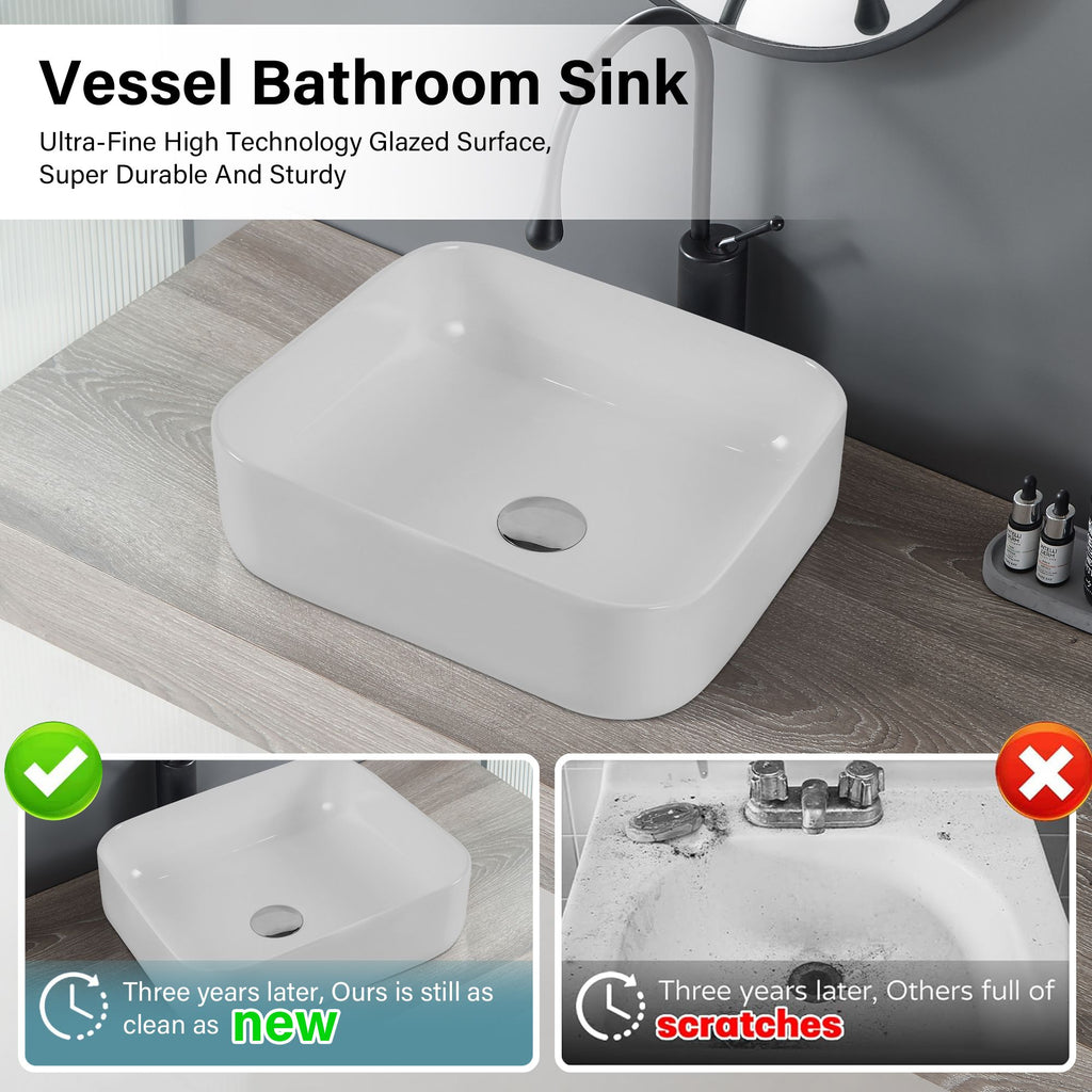 Bothwa Home Square Countertop Basin with Glossy White Finish