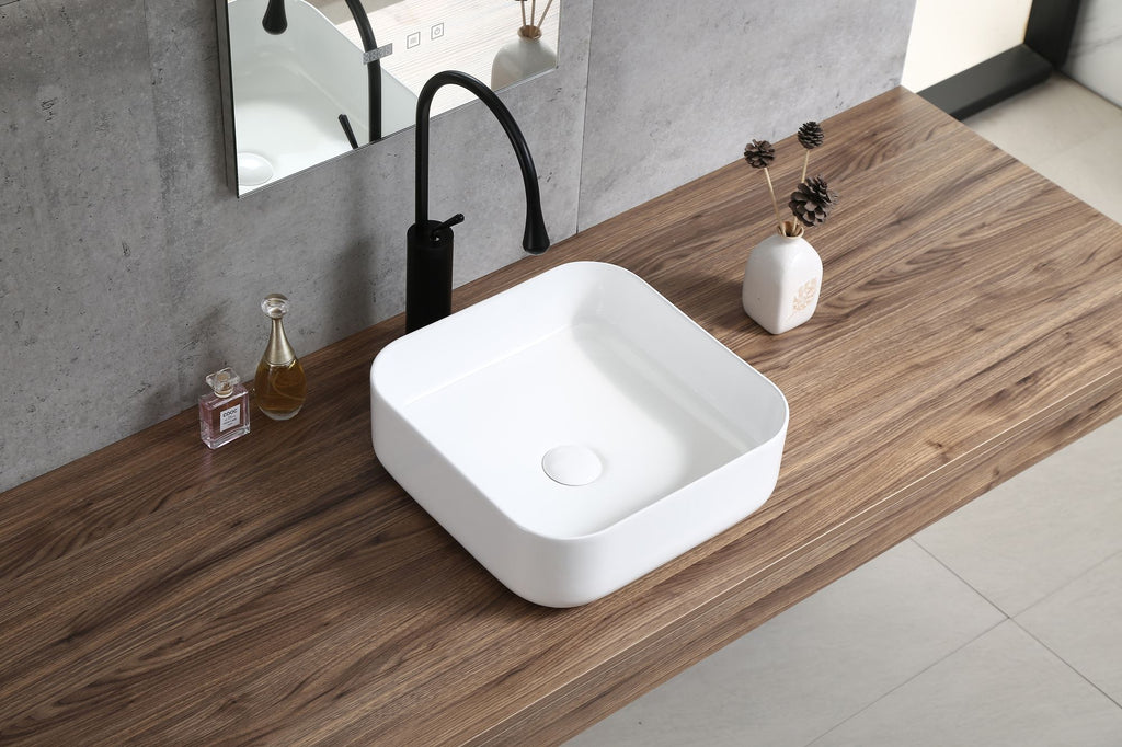 Bothwa Home Square Countertop Basin with Glossy White Finish