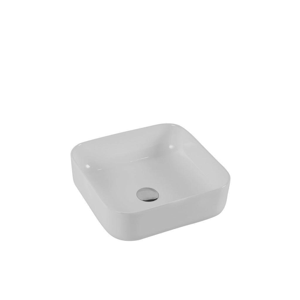 Square Countertop Basin with a White High-Gloss Finish