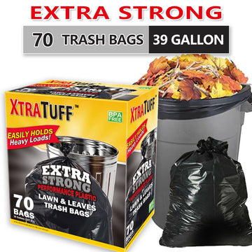 70 Count Puncture Resistant Trash Bags – 39 Gallon, Scent-Free, Leak-Proof