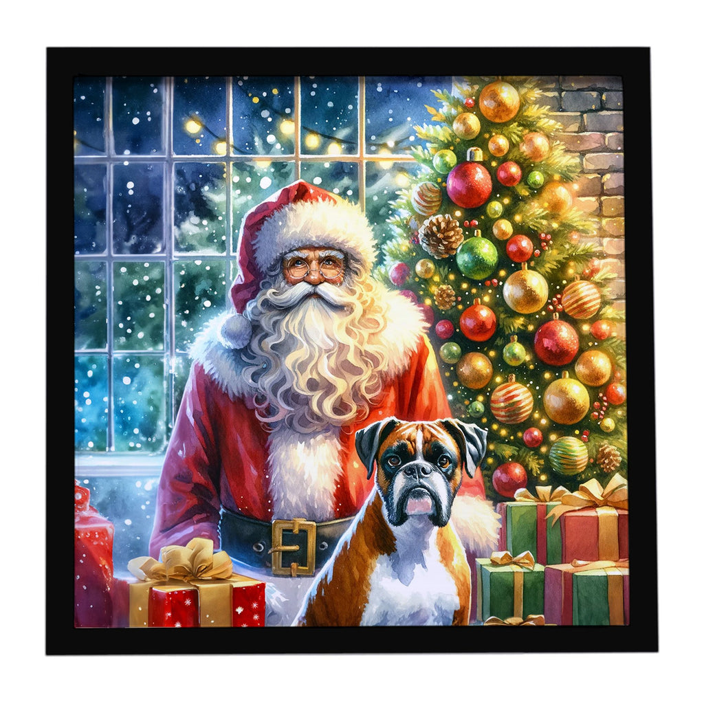 Boxer and Santa Claus Christmas Wall Art