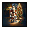 Boxer and Santa Claus Framed Christmas Wall Art
