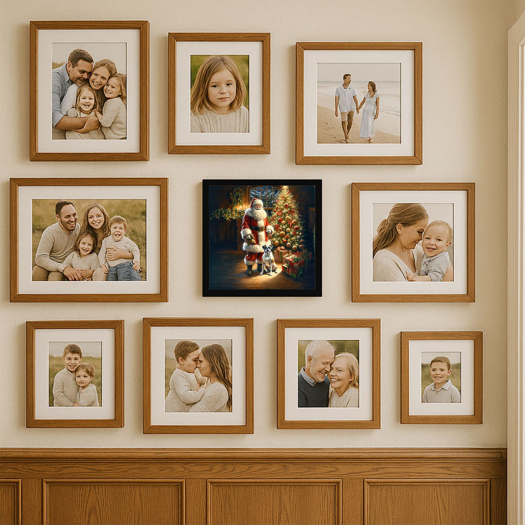 Boxer and Santa Claus Framed Christmas Wall Art