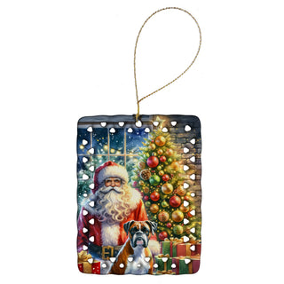 Boxer and Santa Claus Keepsake Christmas Ornament