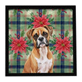 Boxer Christmas Poinsettias Framed Wall Art