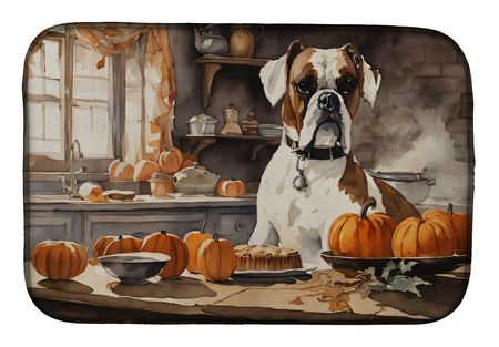 Boxer Fall Pumpkins Absorbent Dish Drying Mat