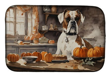 Boxer Fall Pumpkins Absorbent Dish Drying Mat