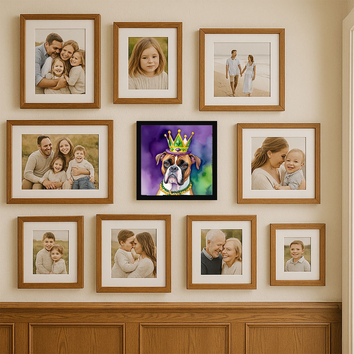 Boxer King of Mardi Gras Framed Metal Print – Square Wall Art for Bathroom, Kitchen, Office