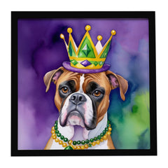 Boxer King of Mardi Gras Framed Metal Print – Square Wall Art for Bathroom, Kitchen, Office