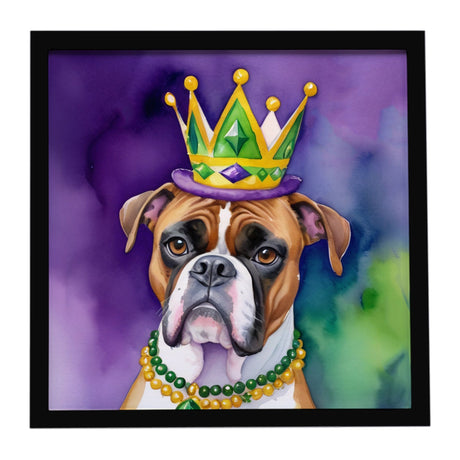 Boxer King of Mardi Gras Framed Metal Print – Square Wall Art for Bathroom, Kitchen, Office