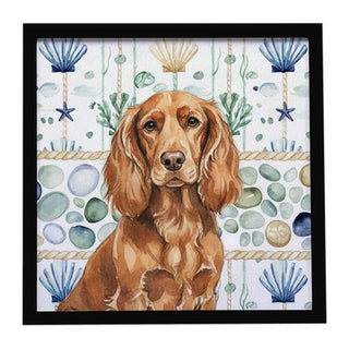 Boykin Spaniel Coastal Sea Glass Framed Wall Art