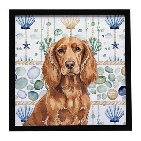 Boykin Spaniel Coastal Sea Glass Framed Wall Art