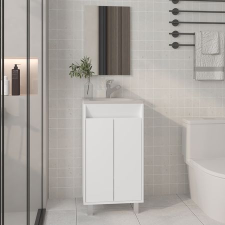 Brady Mirror Bathroom Cabinet, One Door, Two Shelves, White