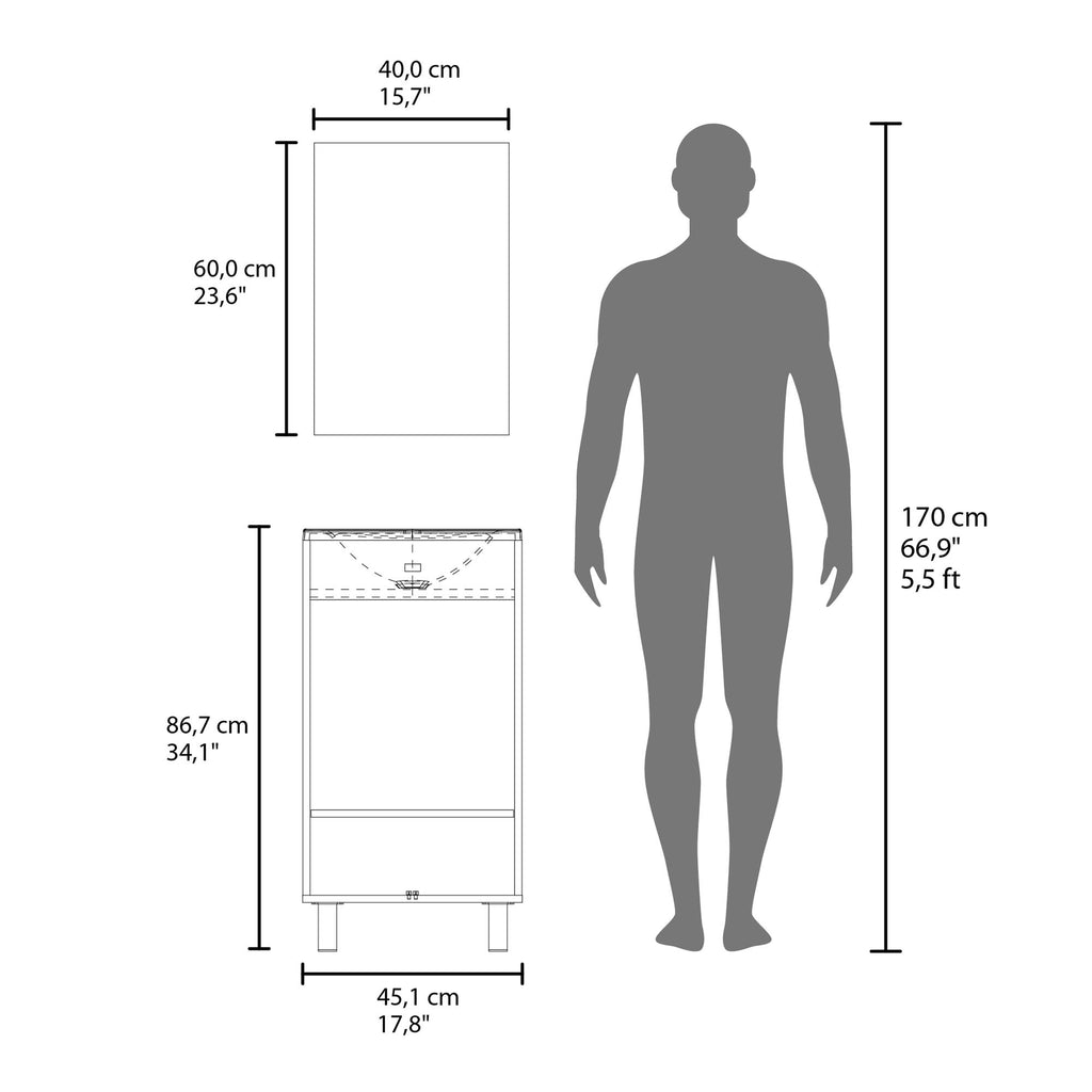 Brady Mirror Bathroom Cabinet, One Door, Two Shelves, White