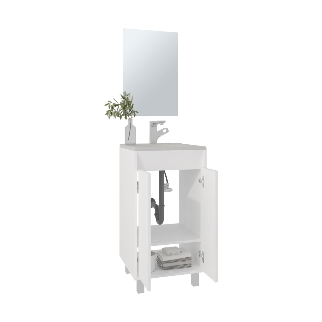 Brady Mirror Bathroom Cabinet, One Door, Two Shelves, White