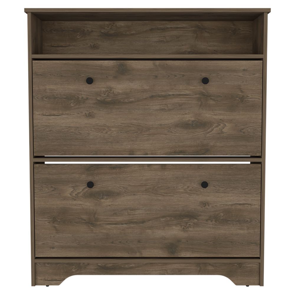 Brandford Shoe Rack with Superior Top and Two Shelves, Light Oak/White