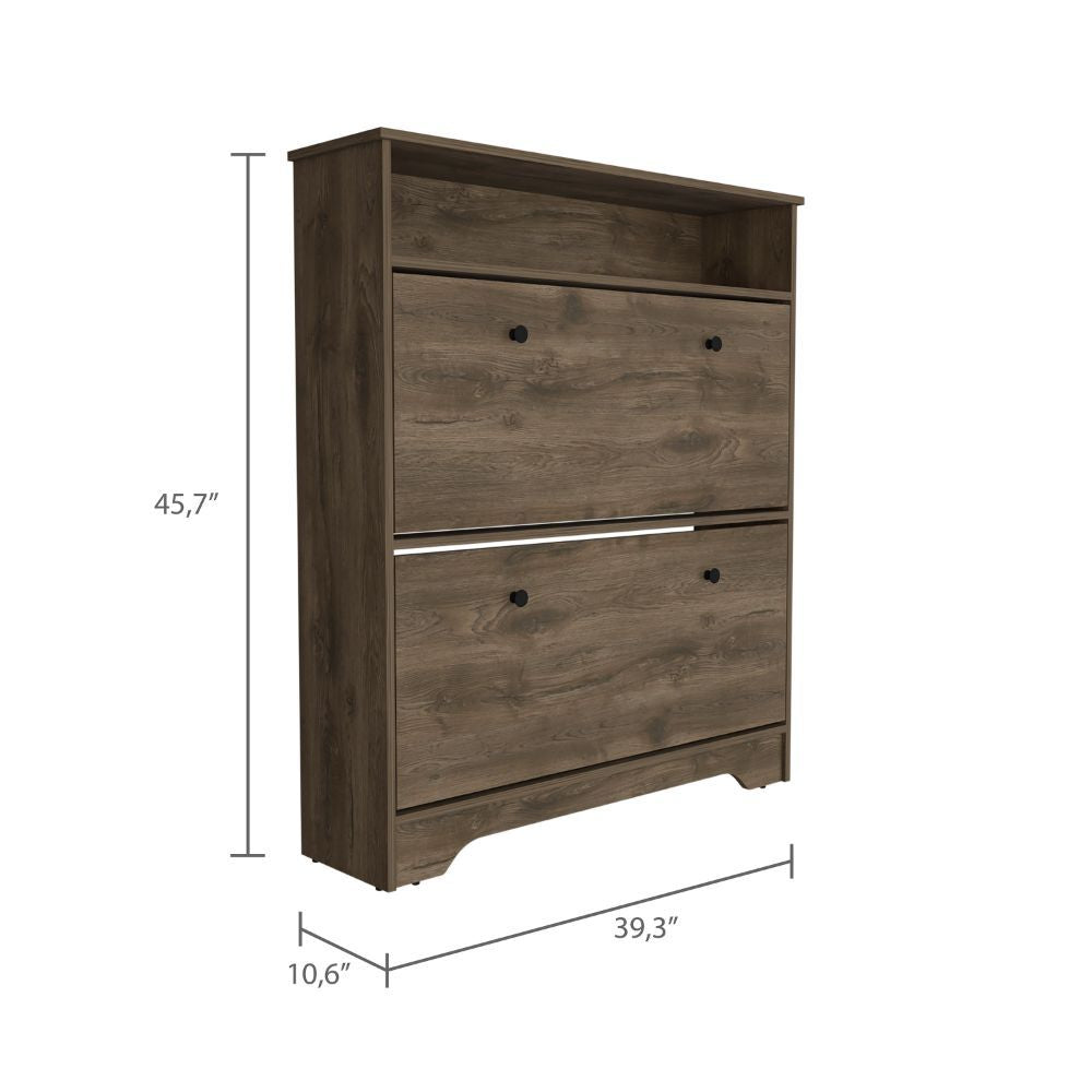 Brandford Shoe Rack with Superior Top and Two Shelves, Light Oak/White