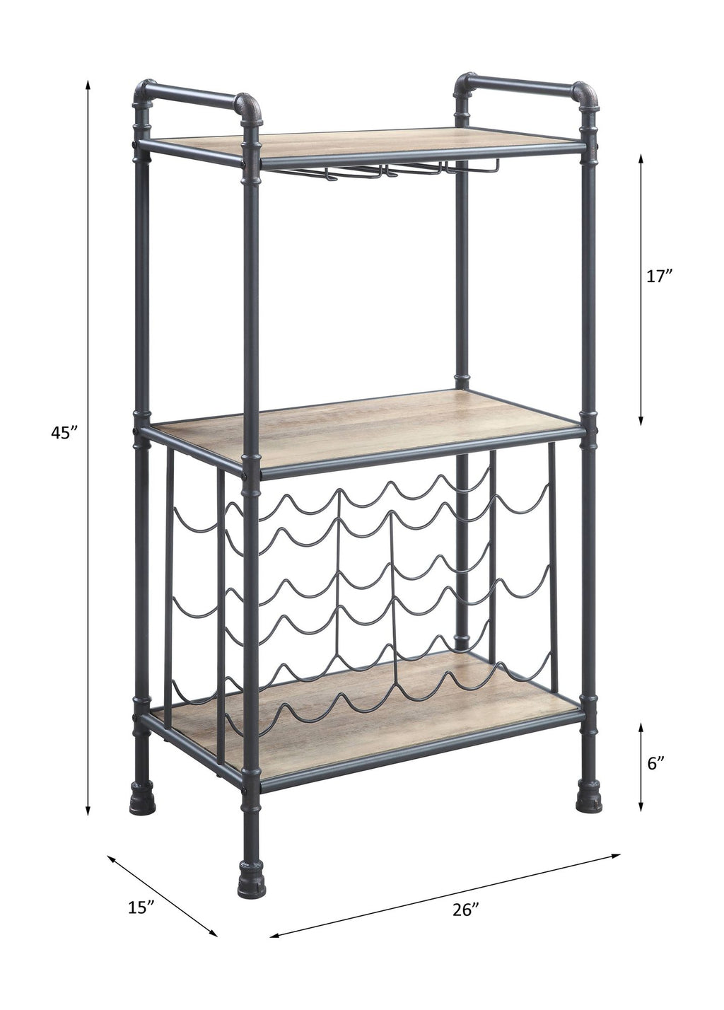 Brantley Industrial Three-Tier Wine Rack