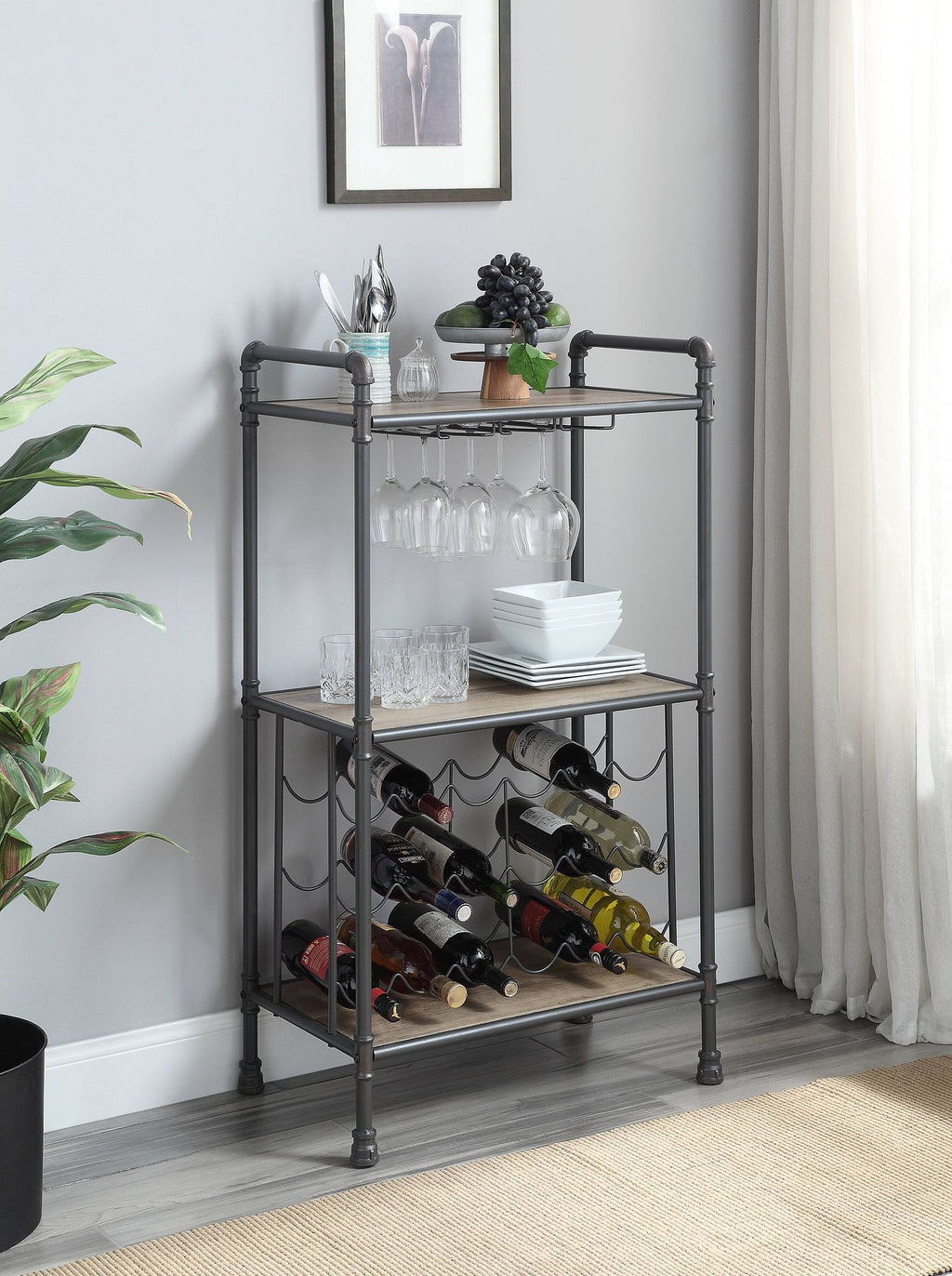 Brantley Industrial Three-Tier Wine Rack