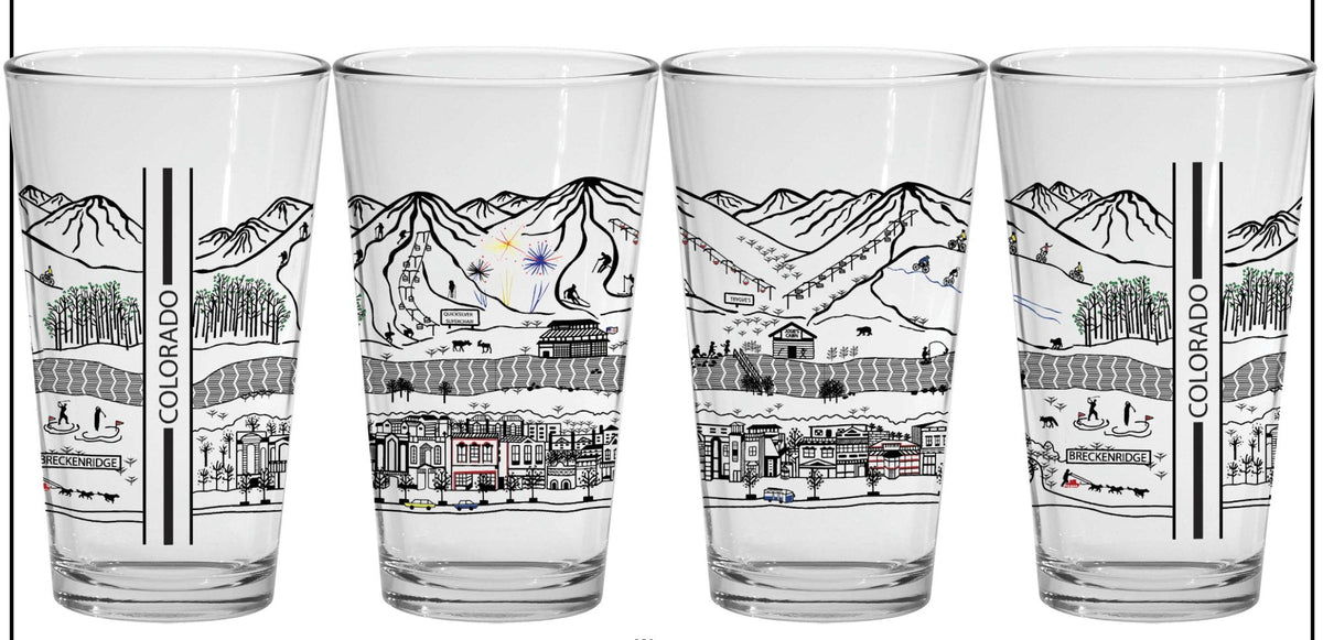 Breckenridge Raised-Print Pint Glass Set