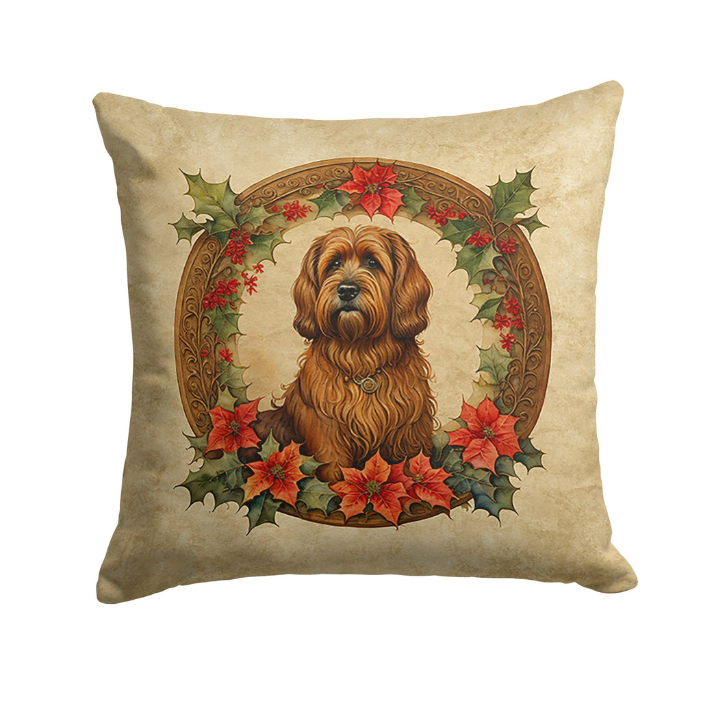 Briard Christmas Flowers Decorative Throw Pillow