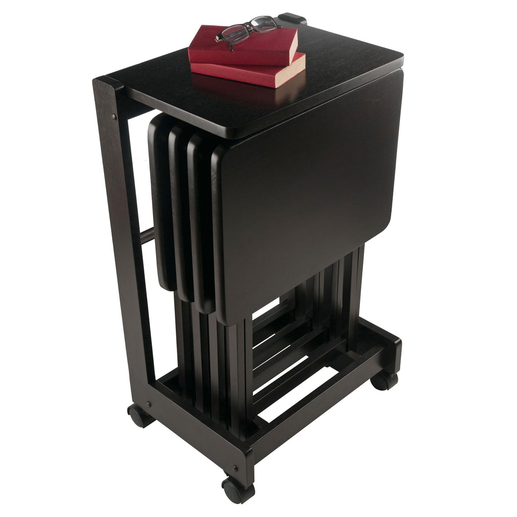 Brienda Folding Snack Tables with Mobile Serving Stand