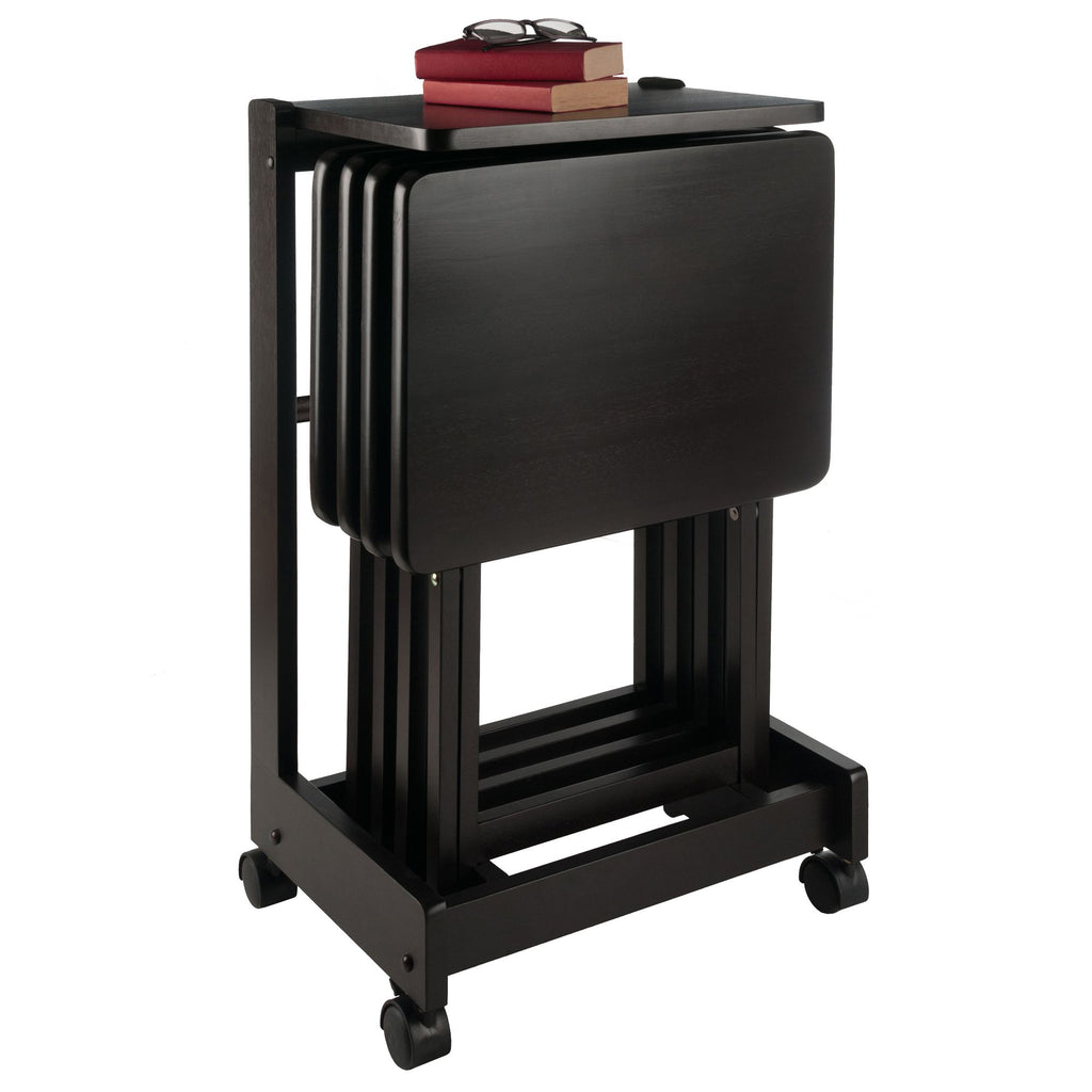 Brienda Folding Snack Tables with Mobile Serving Stand