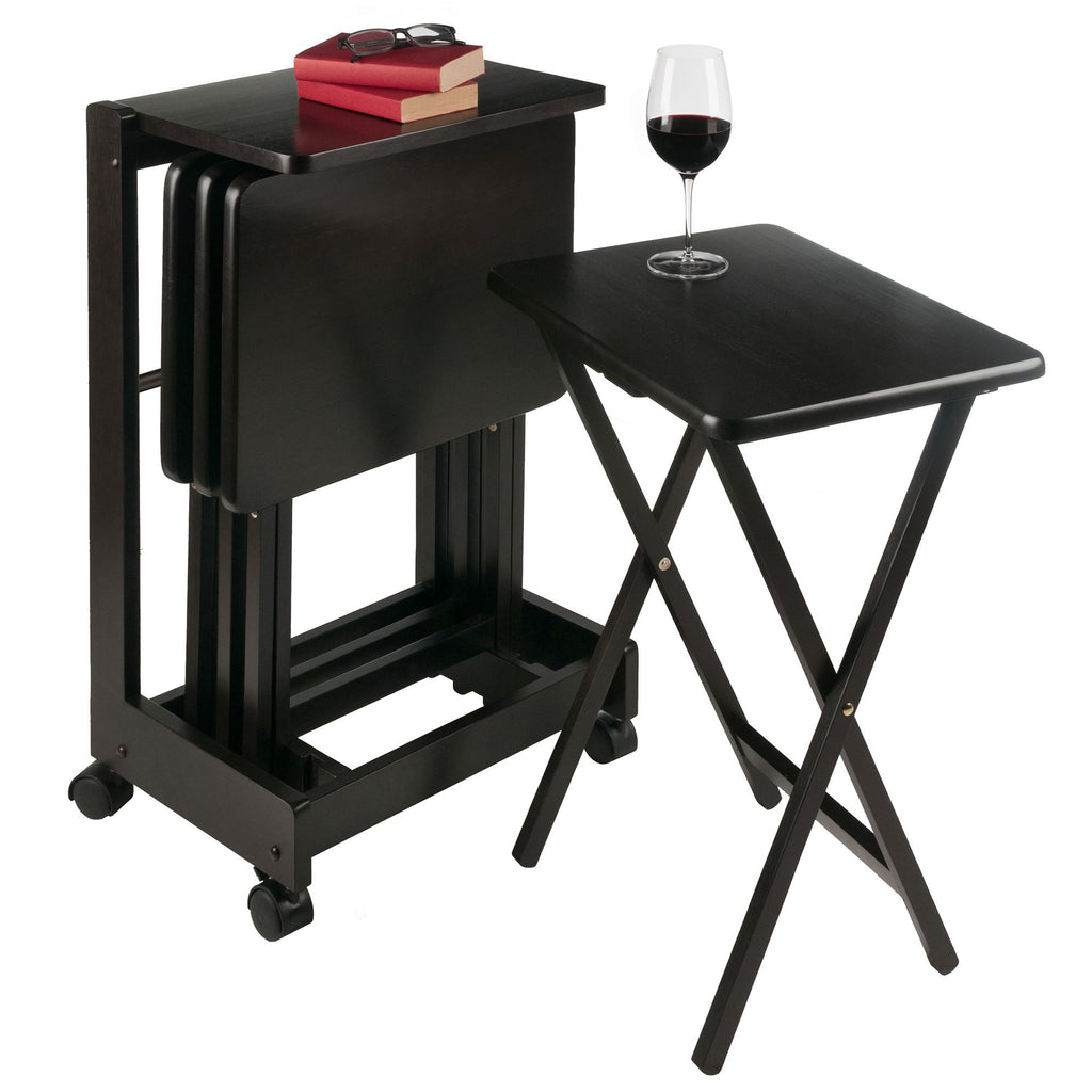 Brienda Folding Snack Tables with Mobile Serving Stand