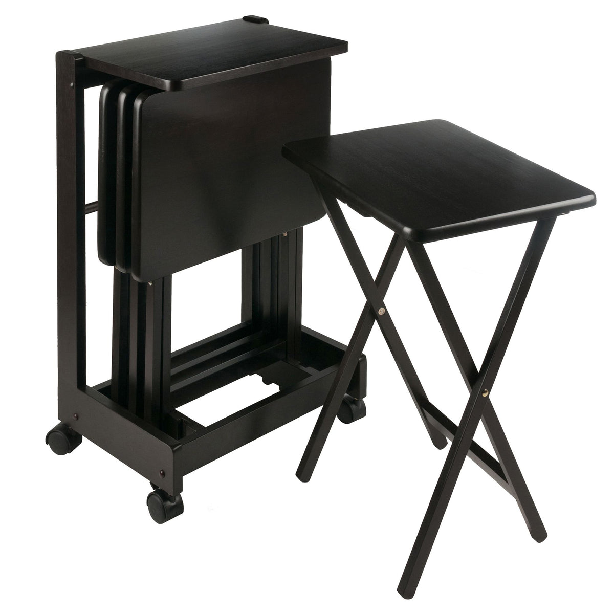 Brienda Folding Snack Tables with Mobile Serving Stand