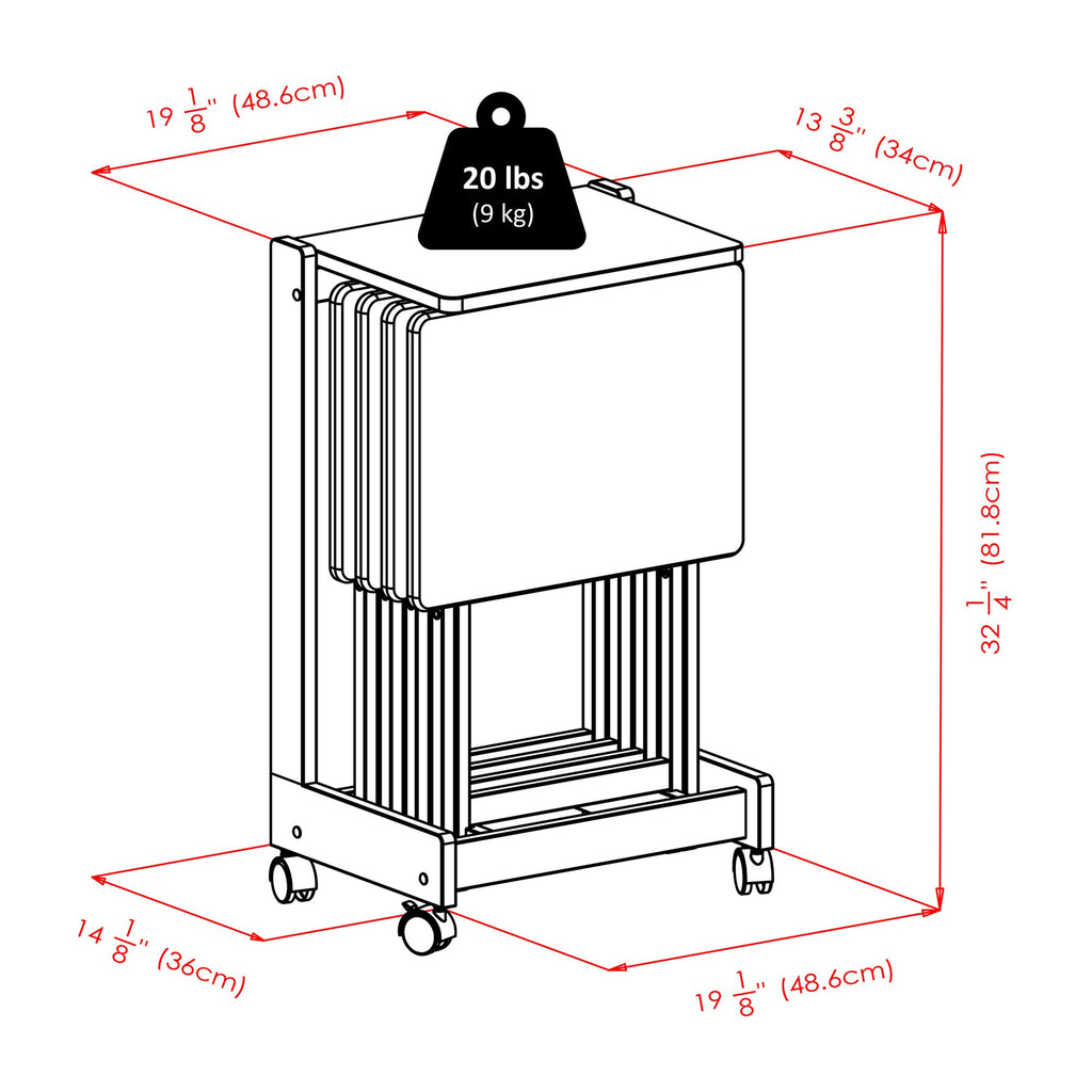 Brienda Folding Snack Tables with Mobile Serving Stand