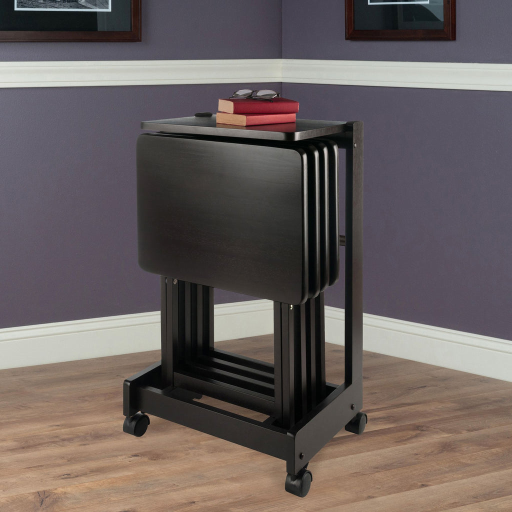 Brienda Folding Snack Tables with Mobile Serving Stand