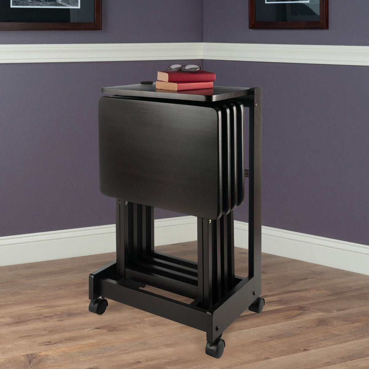 Brienda Folding Snack Tables with Mobile Serving Stand