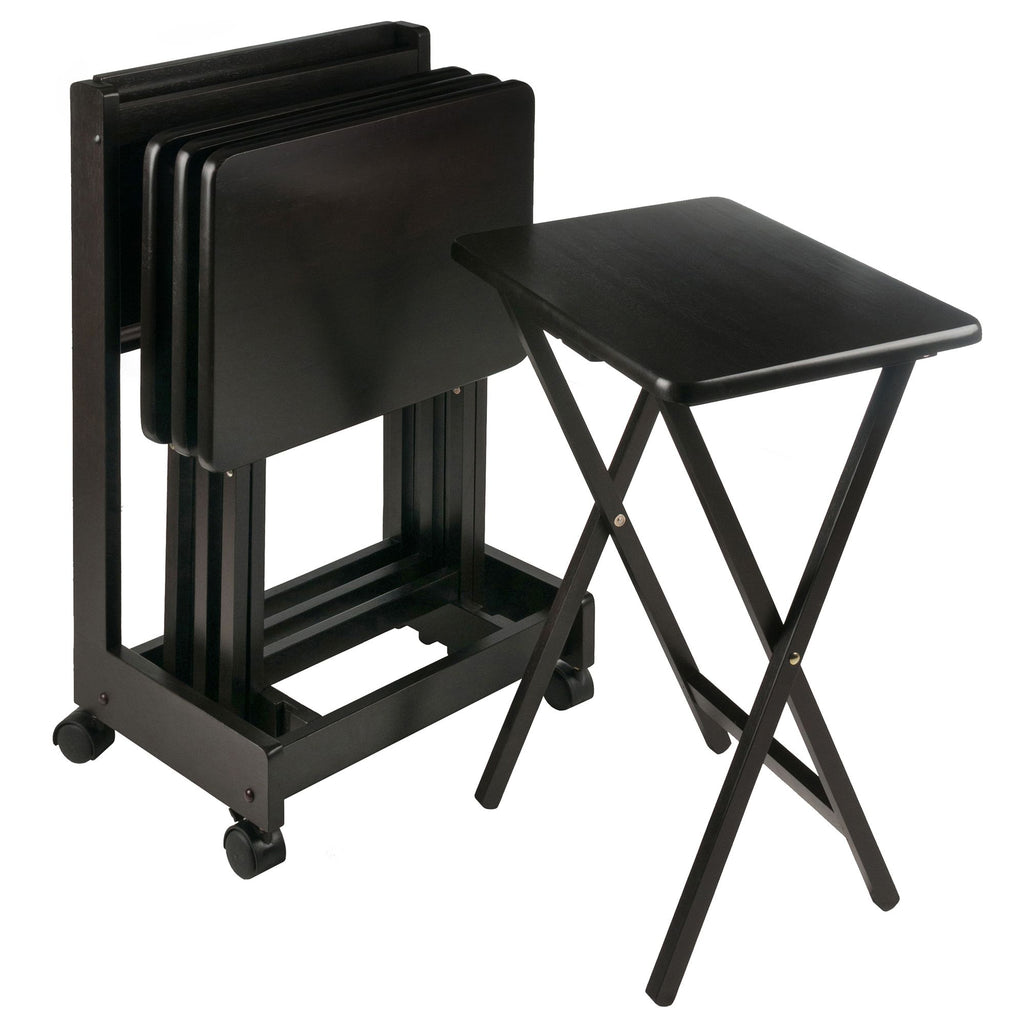 Brienda Folding Snack Tables with Mobile Serving Stand