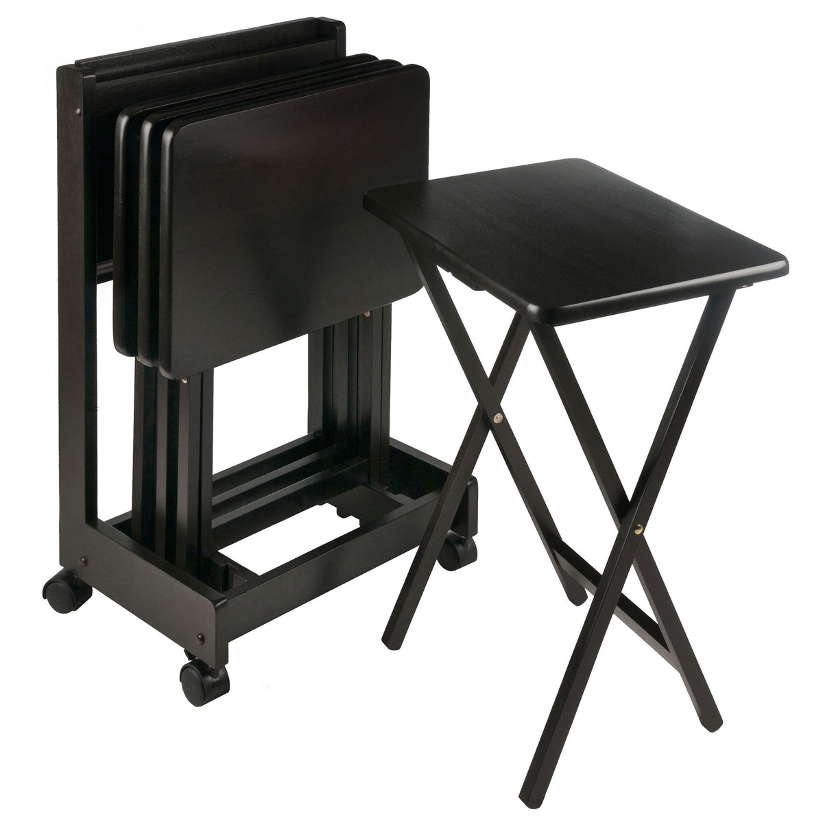Brienda Folding Snack Tables with Mobile Serving Stand