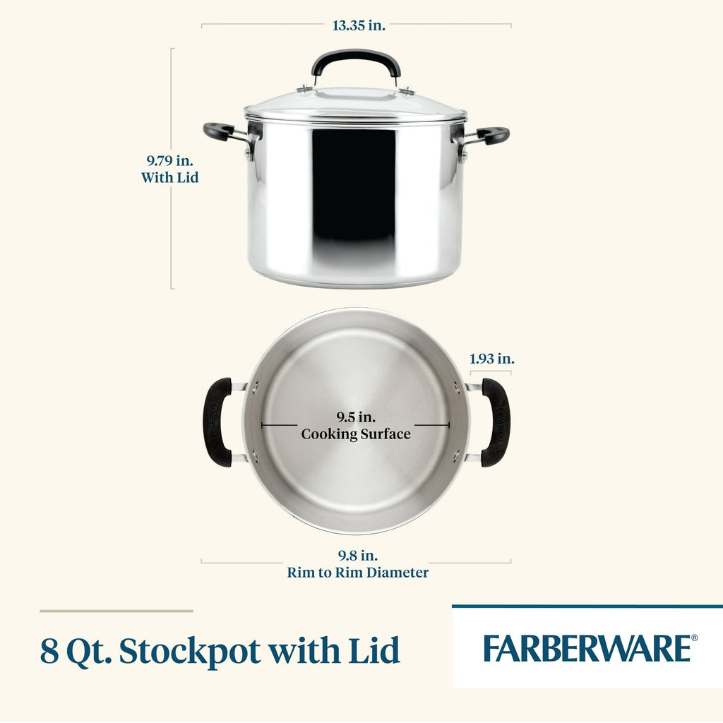 Brilliance 8-Quart Stainless Steel Stockpot – Induction Compatible, Dishwasher Safe