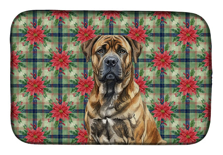 Brindle Boerboel Christmas Dish Drying Mat