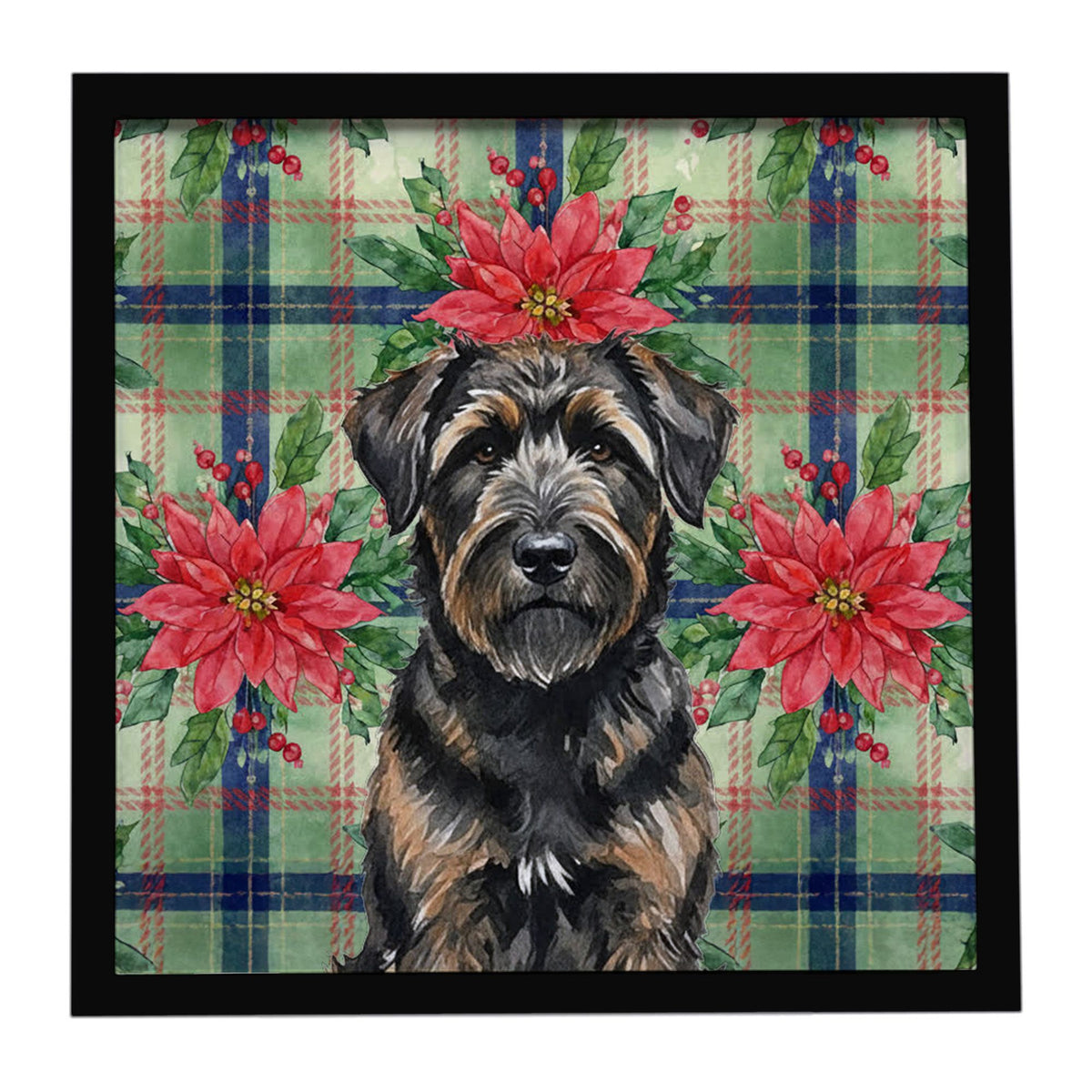 Brindle Bouvier Christmas Poinsettia Wall Art